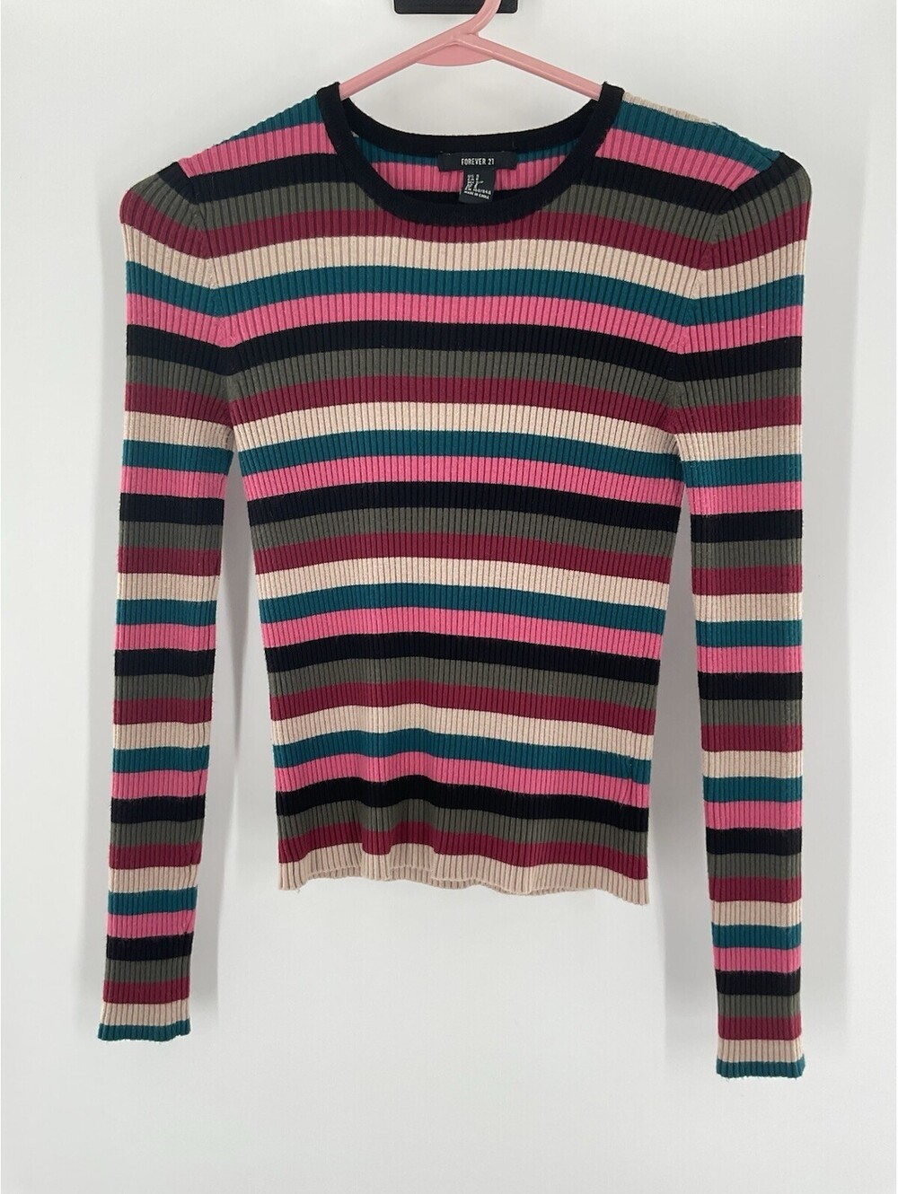 Forever 21 Size Small Women’s Ribbed Long Sleeve Top Striped 109